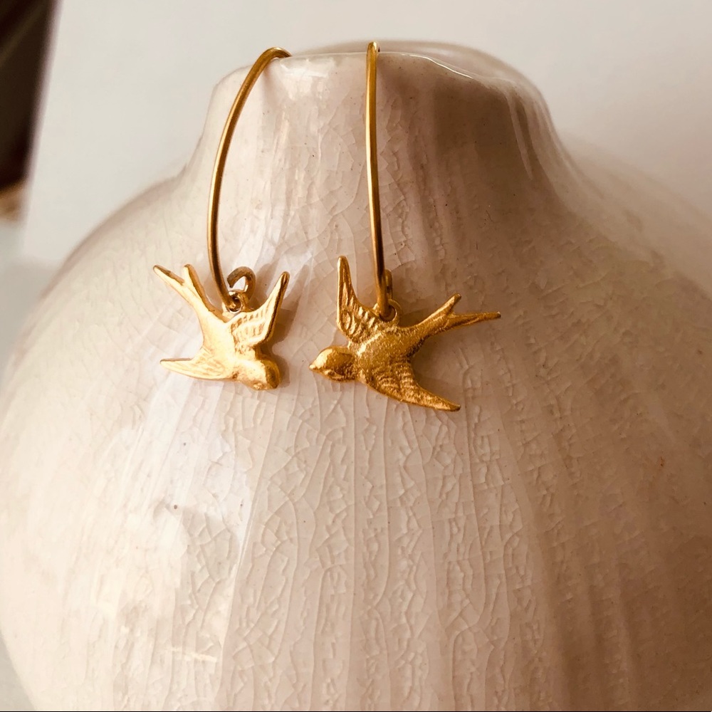 New handcrafted 14k vermeil Bird earri… - Picture 9 of 10